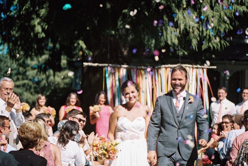 Confetti at an outdoor wedding in Portland Oregon