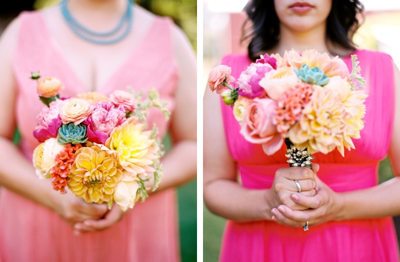 Incredible pink flowers at Oregon outdoor wedding
