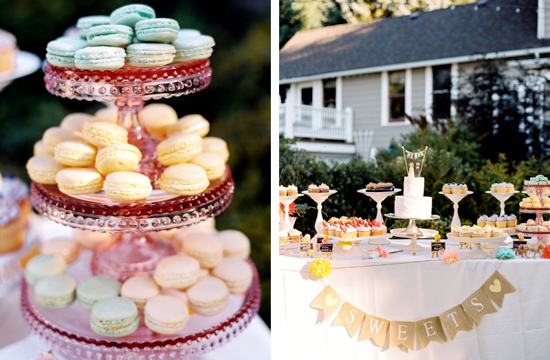 Macarons and sweets at a farm wedding in Portland Oregon