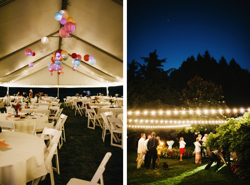 Evening party at an outdoor farm wedding in Portland Oregon