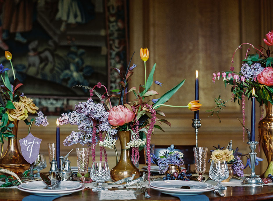 Scotland editorial showing a table scape with styling by Knot and Pop