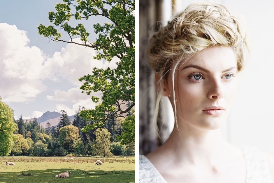 Argyll Scotland Editorial Shoot - A blond girl with plaited hair and mountain backdrop