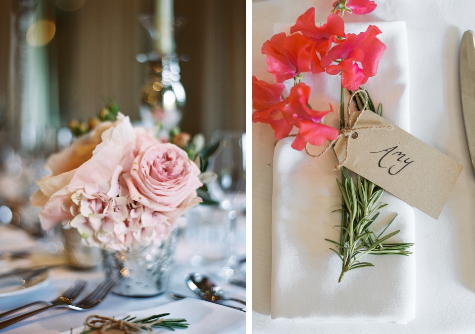 Peonies as table decorations at Barnsley House
