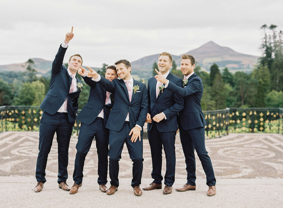 Groomsmen at an Irish wedding at Powerscourt Estate